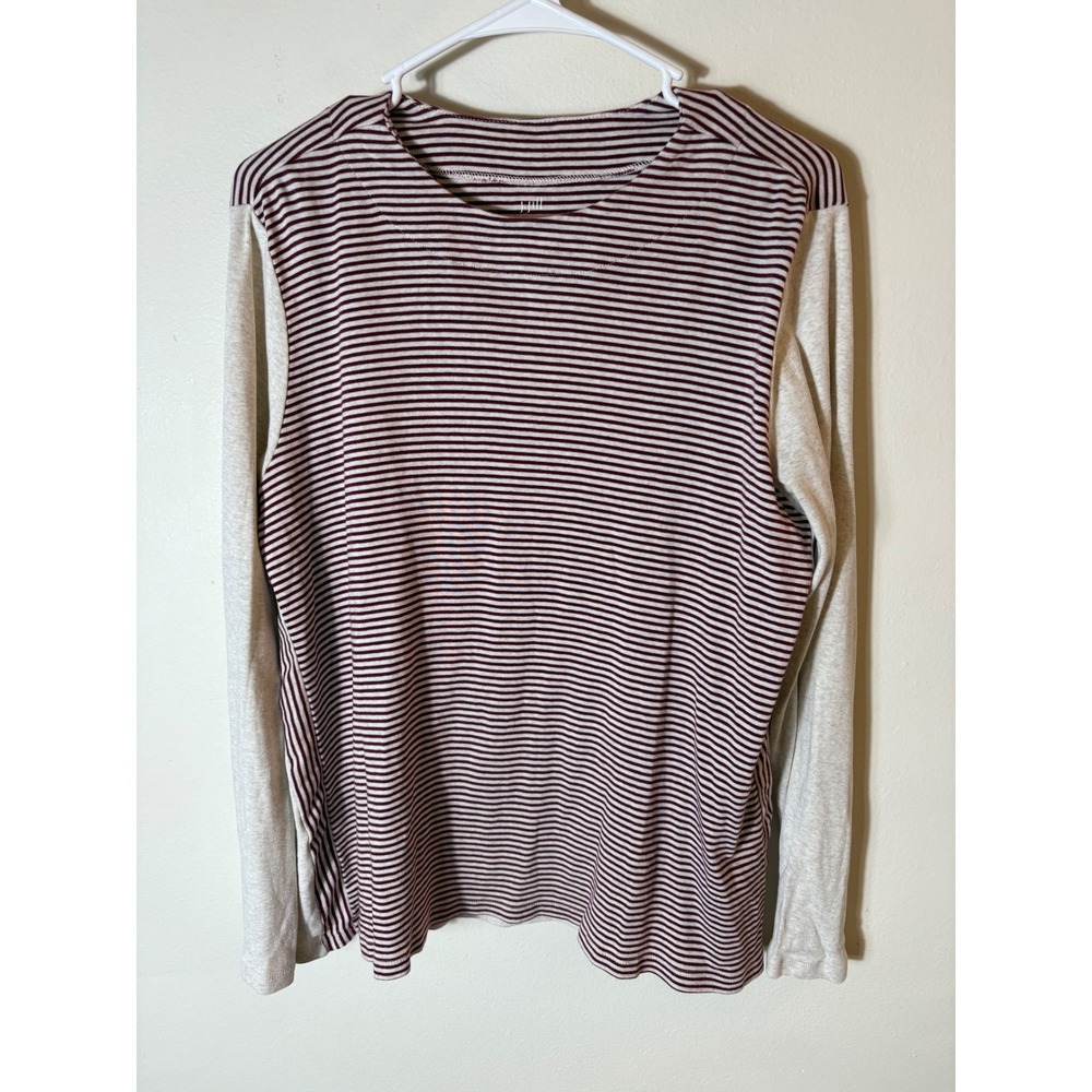 J. Jill Perfect Pima Cotton Striped Mixed Media Long Sleeve Top Size Large